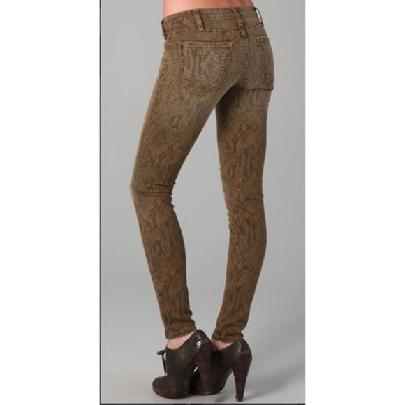 Current/Elliot The Ankle Skinny Oregano Snake Print Jeans - EUC - 25 - Picture 2 of 8